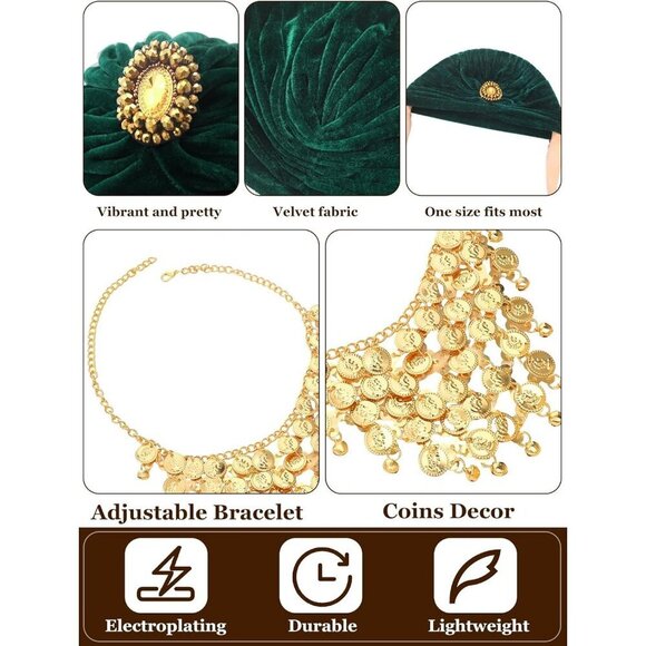 Women Fortune Teller Costume Accessories Set Jewelry Hair Wrap Necklace Earrings